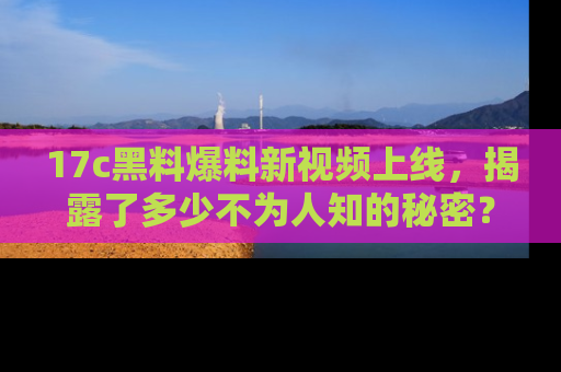 17c黑料爆料新视频上线,揭露了多少不为人知的秘密?