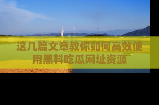 这几篇文章教你如何高效使用黑料吃瓜网址资源